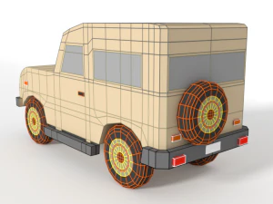 low poly cartoon jeep car 3D Model