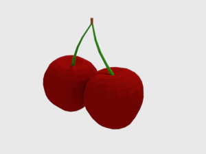 low poly cartoon cherry 3D Model