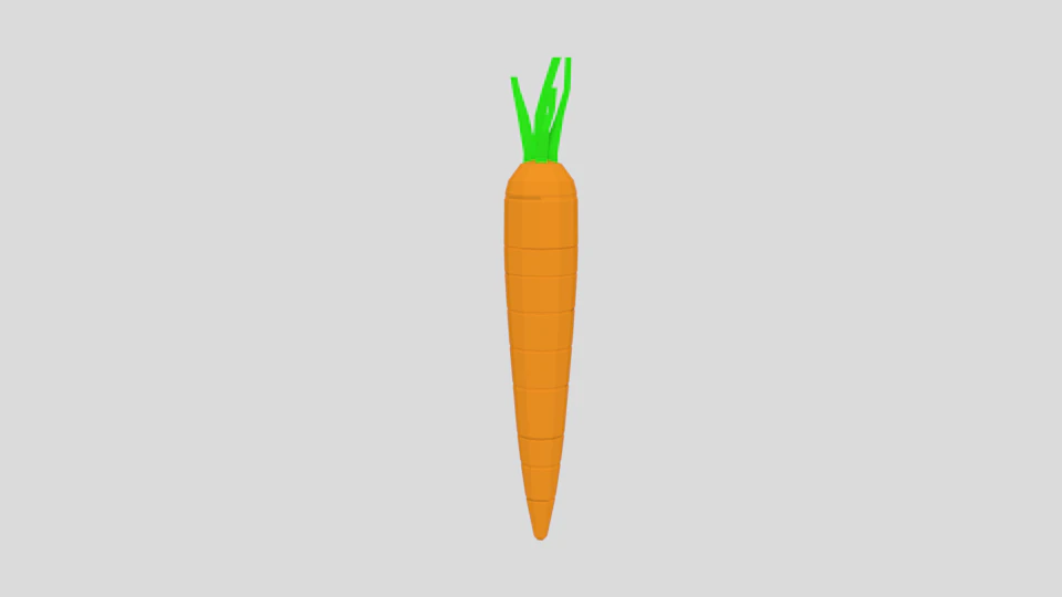 low poly cartoon carrot 3D Model .c4d .max .obj .3ds .fbx .stl .blend 