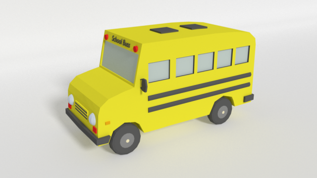 low poly cartoon schoolbuss 3D Модель .c4d .max .obj .3ds .fbx .stl .blend 