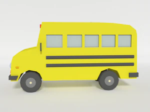 low poly cartoon schoolbuss 3D Model