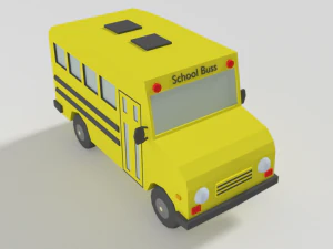 low poly cartoon schoolbuss 3D Model