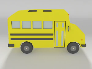 low poly cartoon schoolbuss 3D Model