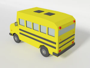 low poly cartoon schoolbuss 3D Model