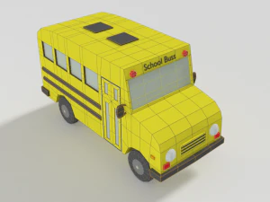 low poly cartoon schoolbuss 3D Model