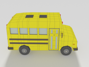 low poly cartoon schoolbuss 3D Модель