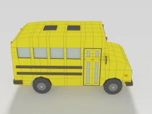 low poly cartoon schoolbuss 3D Model