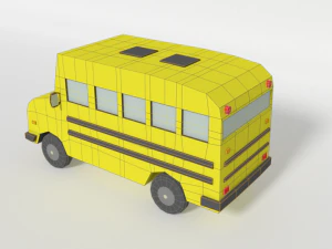 low poly cartoon schoolbuss 3D Model