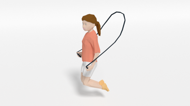 low poly girl playing with a rope 3Dモデル .c4d .max .obj .3ds .fbx .stl .blend 