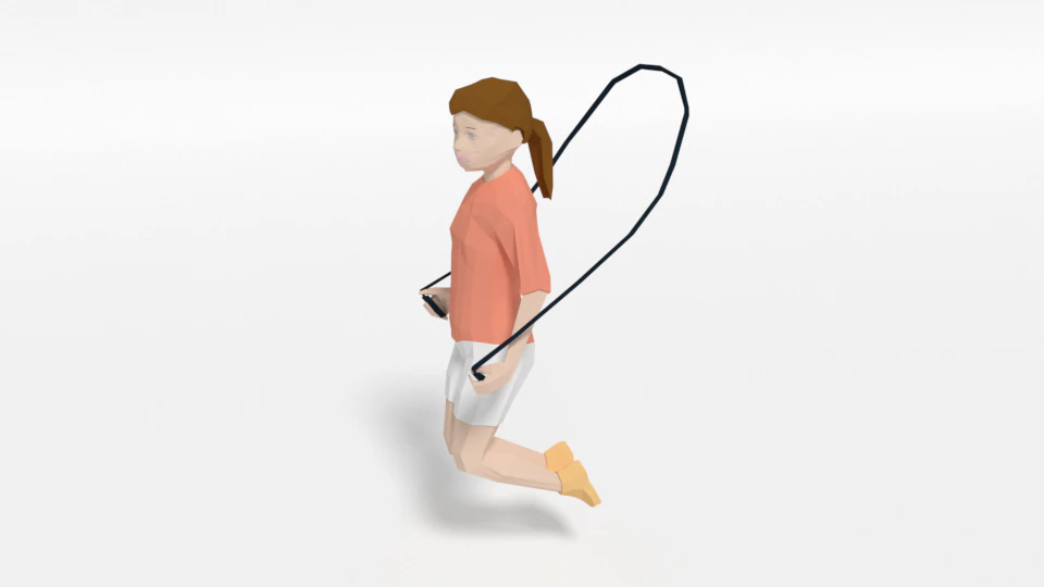 low poly girl playing with a rope 3D Model .c4d .max .obj .3ds .fbx .stl .blend 