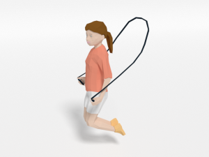 low poly girl playing with a rope 3D Model