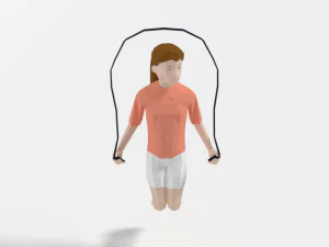 low poly girl playing with a rope 3D Model