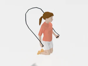 low poly girl playing with a rope 3D Model