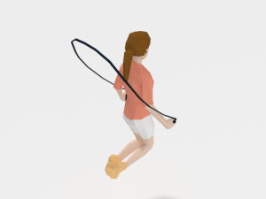 low poly girl playing with a rope 3Dモデル