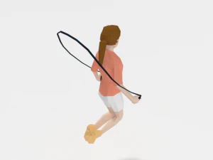 low poly girl playing with a rope 3D Model