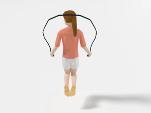 low poly girl playing with a rope 3D Model