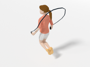 low poly girl playing with a rope 3Dモデル