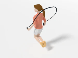 low poly girl playing with a rope 3D Model