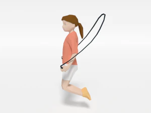 low poly girl playing with a rope 3D Model