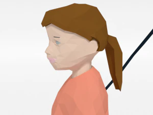 low poly girl playing with a rope 3D Model