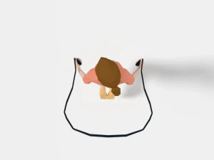 low poly girl playing with a rope 3D Model