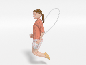 low poly girl playing with a rope 3Dモデル