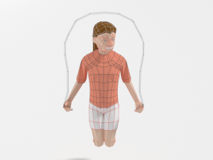 low poly girl playing with a rope 3Dモデル