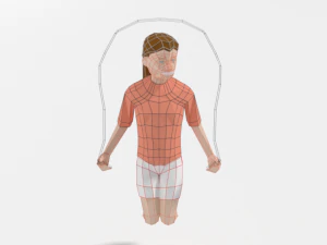 low poly girl playing with a rope 3D Model