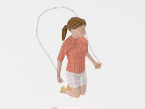low poly girl playing with a rope 3Dモデル