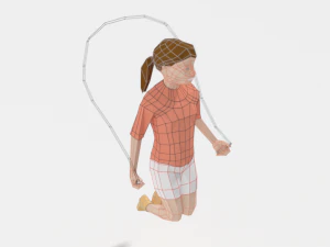 low poly girl playing with a rope 3D Model