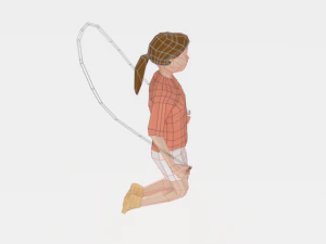 low poly girl playing with a rope 3D Model