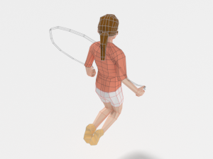 low poly girl playing with a rope 3Dモデル