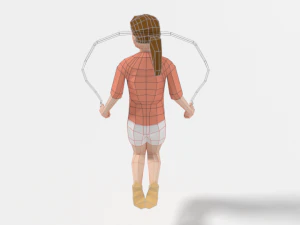 low poly girl playing with a rope 3D Model