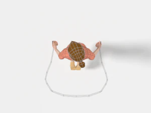 low poly girl playing with a rope 3D Model