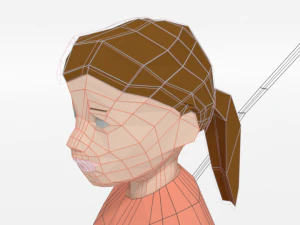 low poly girl playing with a rope 3D Model