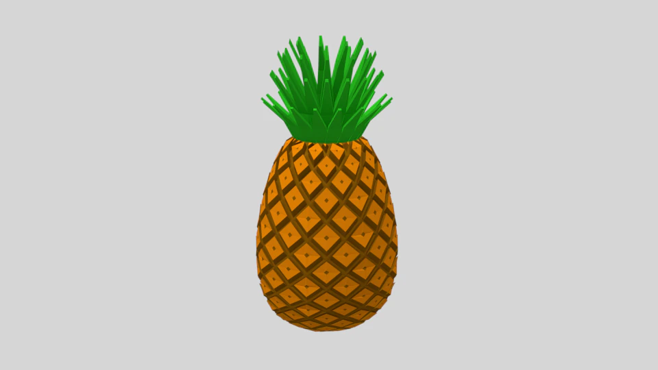 low poly cartoon pineapple 3D Model .c4d .max .obj .3ds .fbx .stl .blend 
