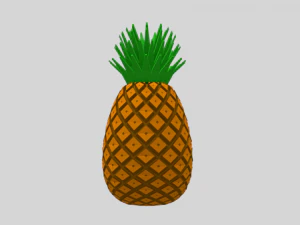 low poly cartoon pineapple 3D Model