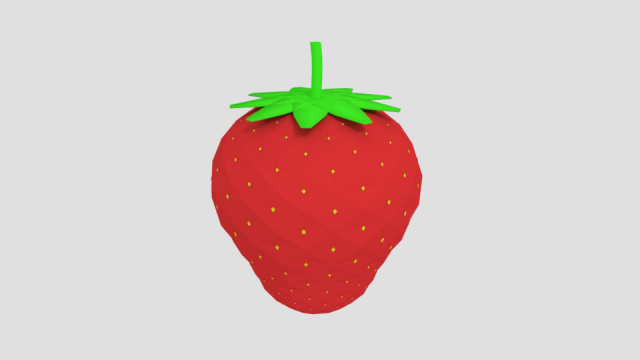 low poly cartoon strawberry Model 3D .c4d .max .obj .3ds .fbx .stl .blend 