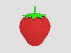 low poly cartoon strawberry 3D Model