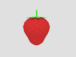 low poly cartoon strawberry Model 3D