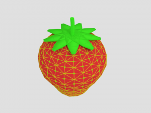 low poly cartoon strawberry Model 3D