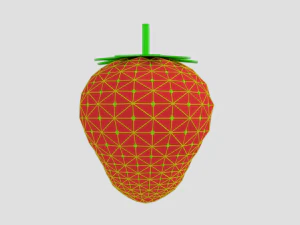 low poly cartoon strawberry 3D Model