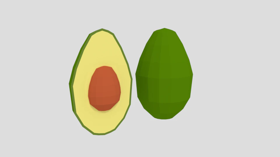 low poly cartoon avocado 3D Model .c4d .max .obj .3ds .fbx .stl .blend 