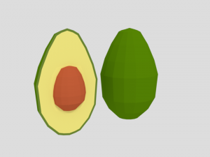 low poly cartoon avocado 3Dモデル