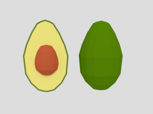 low poly cartoon avocado 3Dモデル