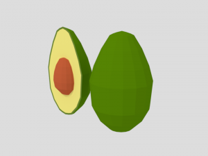 low poly cartoon avocado 3Dモデル
