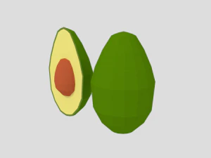 low poly cartoon avocado 3D Model
