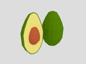 low poly cartoon avocado 3Dモデル