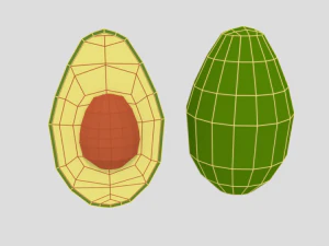 low poly cartoon avocado 3D Model