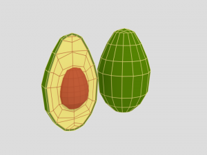 low poly cartoon avocado 3Dモデル